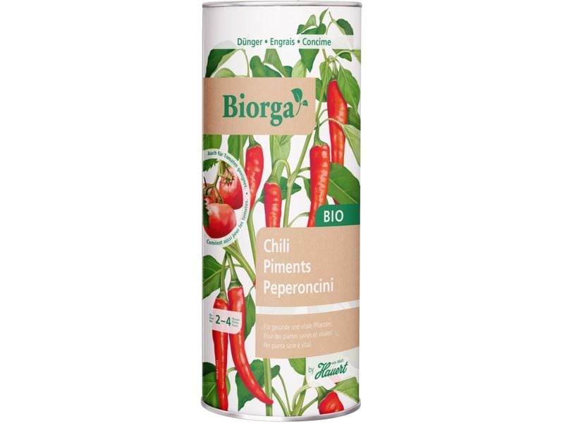Hauert Dünger Biorga Chili, 0.4 kg Biologischer Dünger für den besonderen Nährstoffbedarf von Chilis, Peperonis und Tomaten