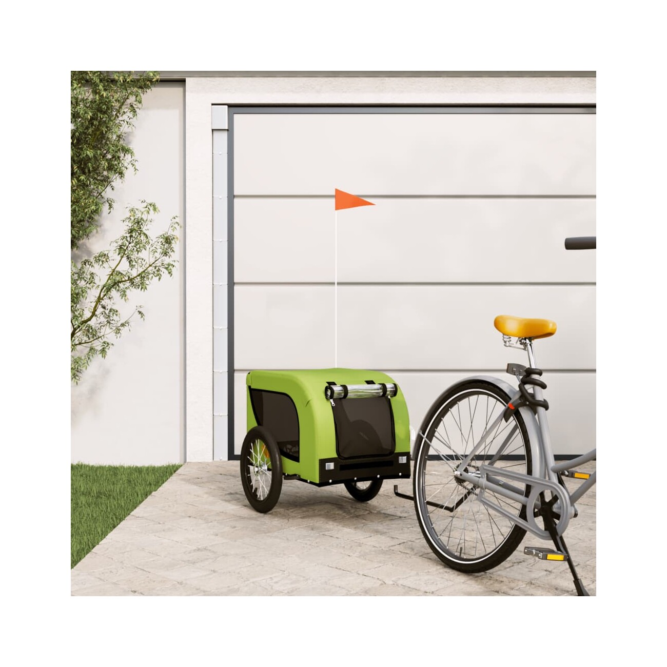 VidaXL Fahrradanhänger Hund 124 x 65 x 66 cm (L x B x H) grün