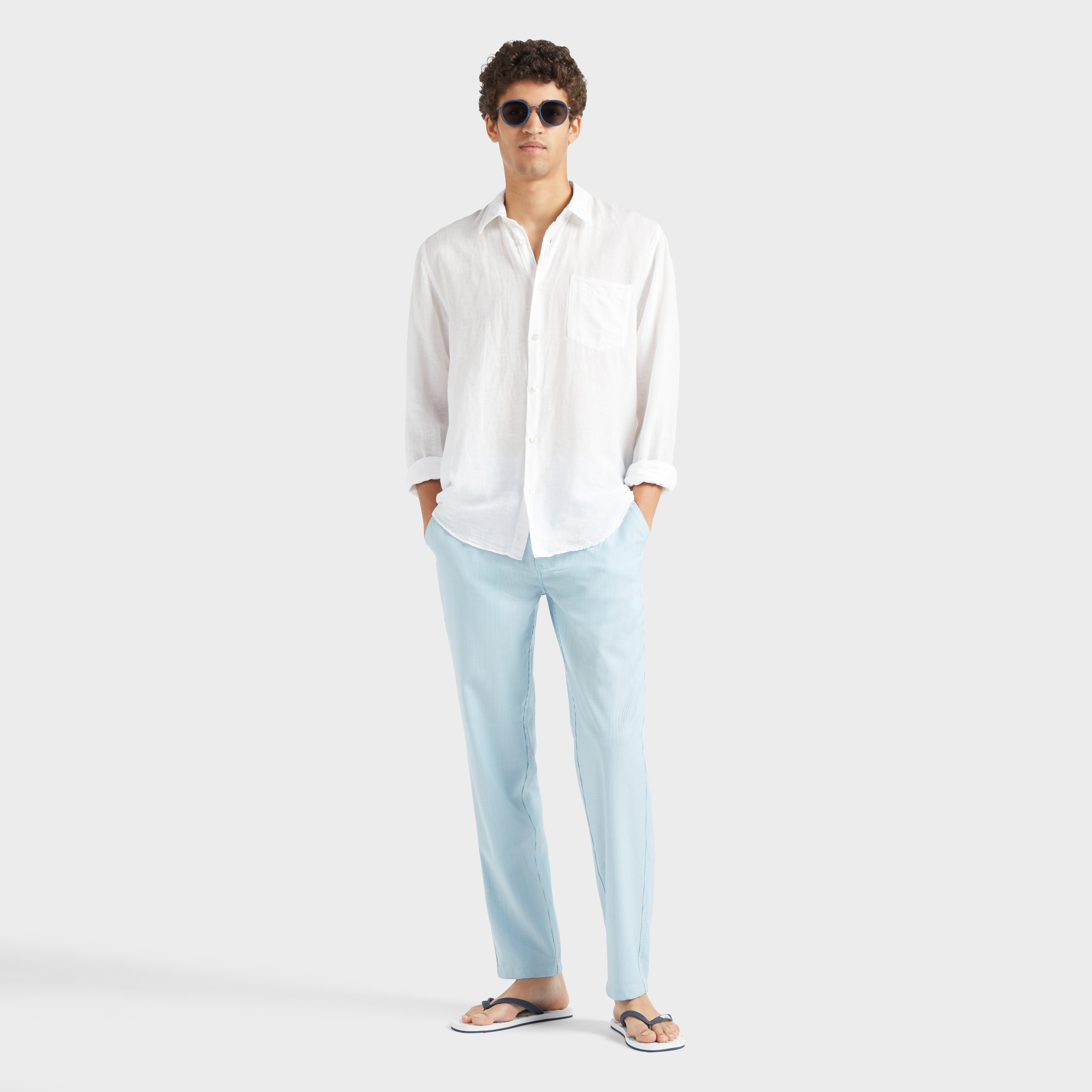 Pantalon coupe regular en laine homme Micro Rayures Tailoring