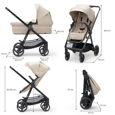 Kinderkraft NEWLY Mink Pro Kombivogn 4-in-1, Sand Beige