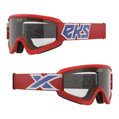 Masque cross EKS GOX FLAT OUT - CLEAR 2025 - Rouge / Bleu