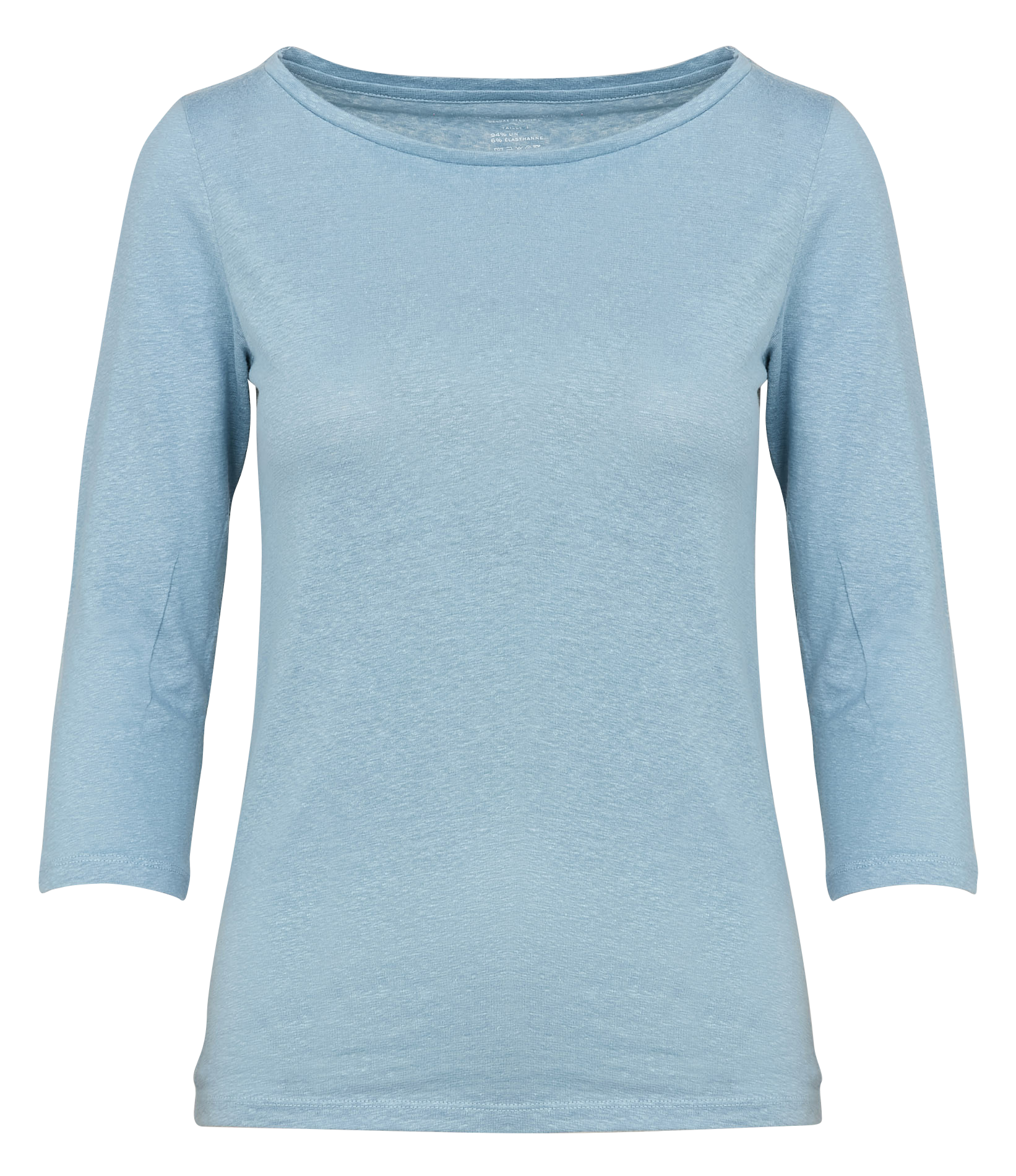 Tee-shirt col bateau en lin mélangé | Bleu