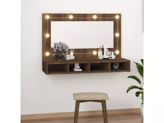 Armoire à miroir avec LED Chêne marron 90x31,5x62 cm
