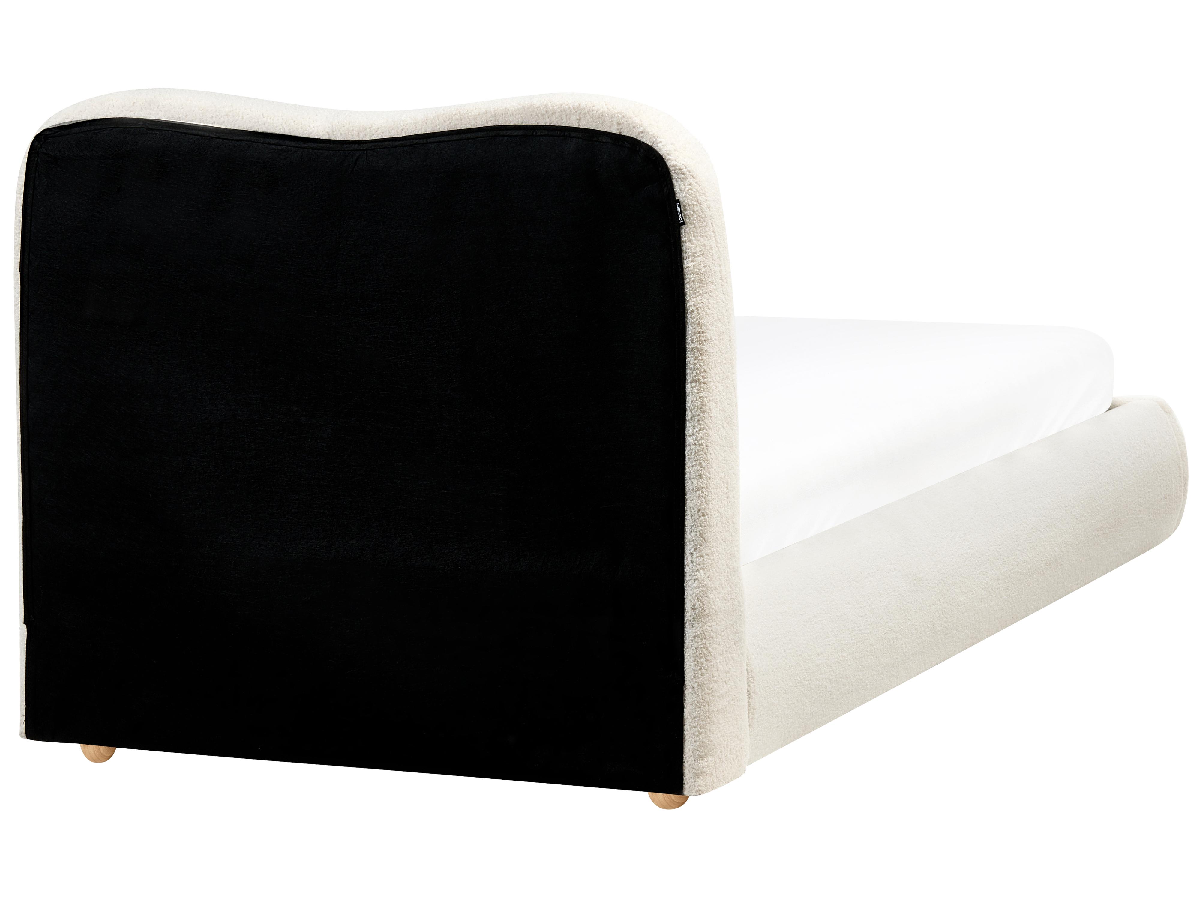 Bed met opbergruimte Bouclé BLAGNAC 90 x 200 cm Gebroken wit