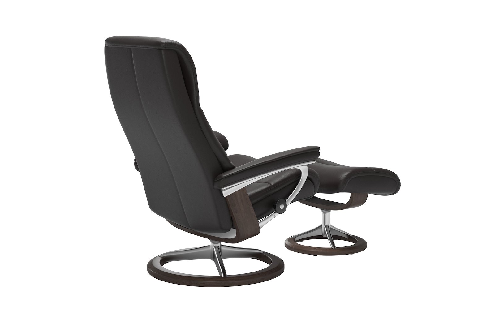 View (M) lenestol med krakk Hud Noblesse Dark Brown -  Signature Chrome  - Wengebeiset