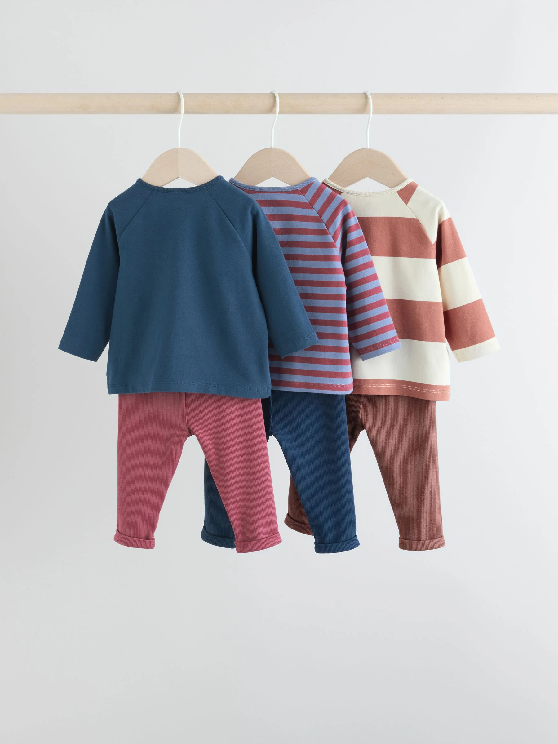 Marineblauw/bruin met beer - Tops en Leggings 6 -delige babyset (0mnd-3jr)