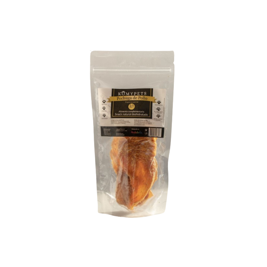 Petiscos de peito de frango desidratado natural Komypets