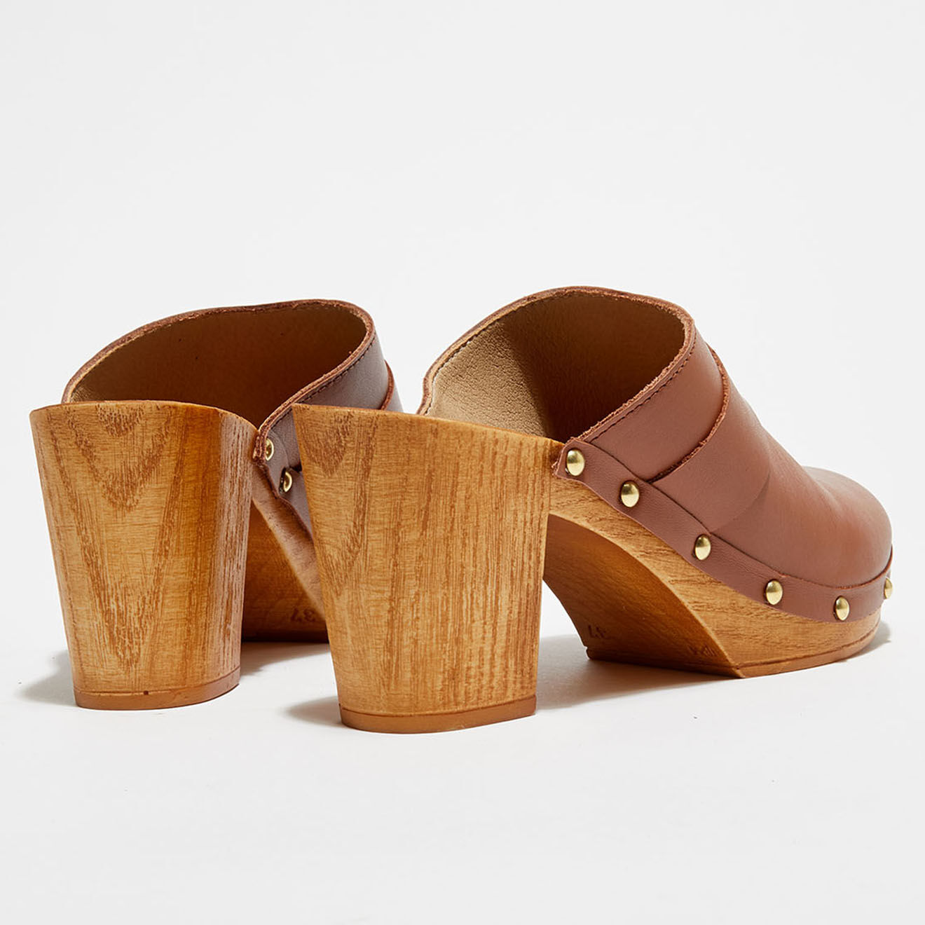 Apologie Studio Sabots en Cuir Gianna marron - Talon 8 cm