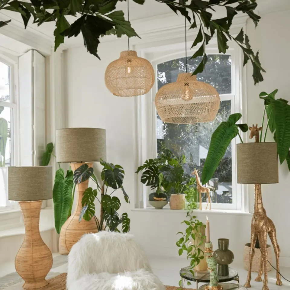 Light & Living Charita rotan E27 naturel hanglamp