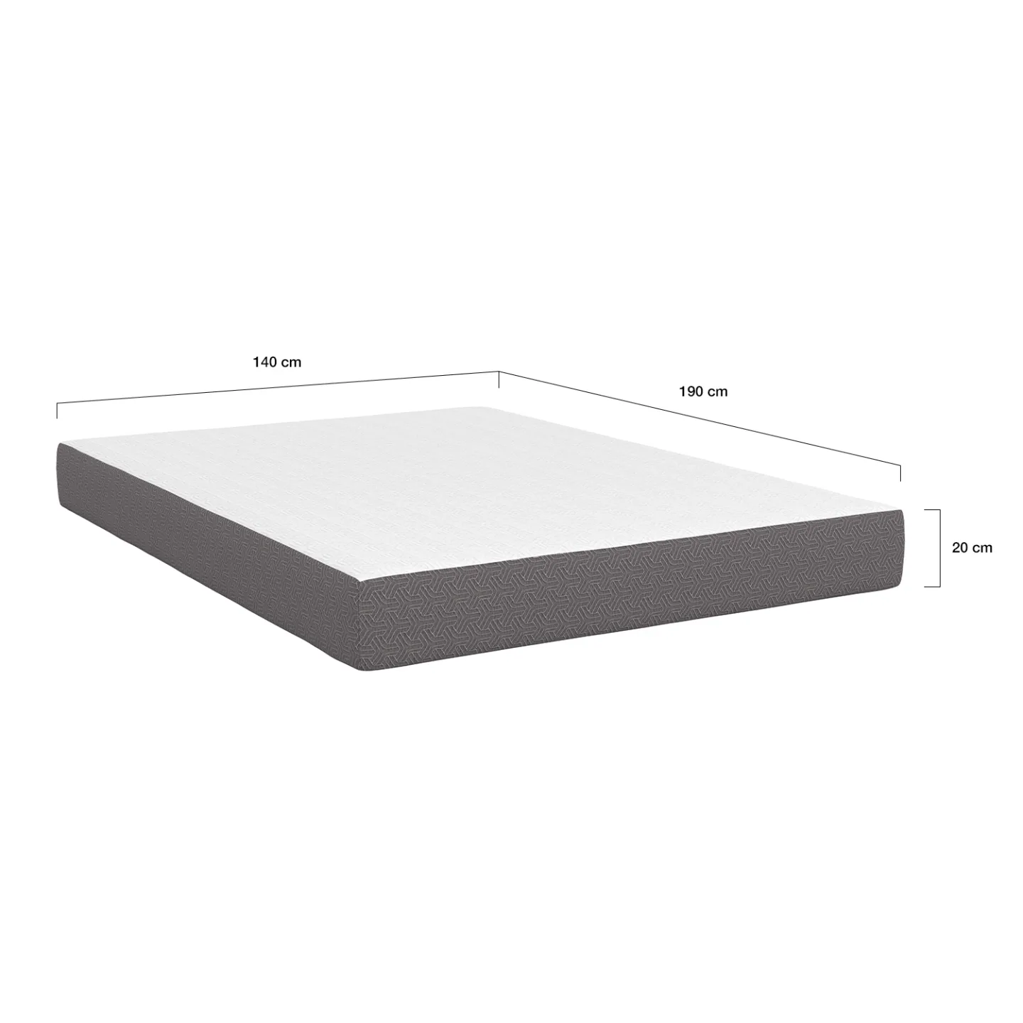 Matelas 140 x 190 cm STELLA à mémoire de forme épaisseur 20 cm