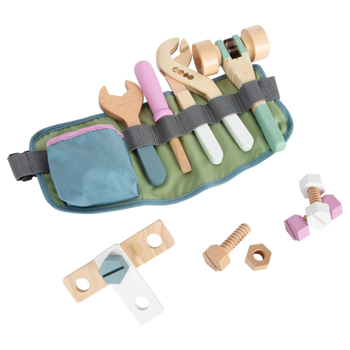 Small Foot-Gereedsschapsriem met Houten Gereedschap, 15dlg.