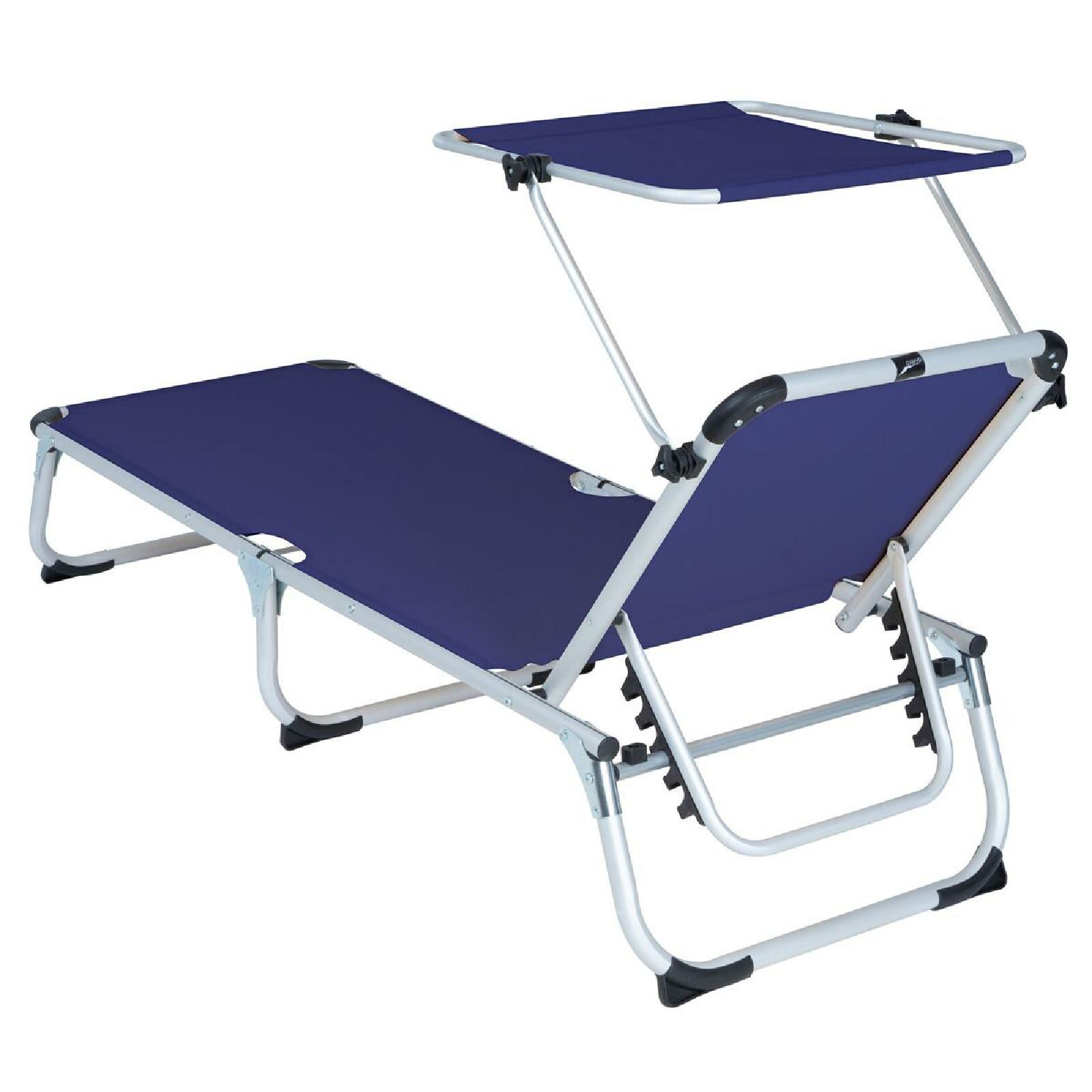 VCM Sonnenliege Sonnendach Blau 187x58x30 cm Alu Campingliege klappbar