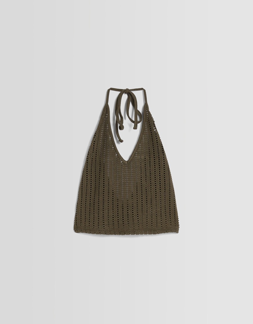 Top de crochê estilo halter