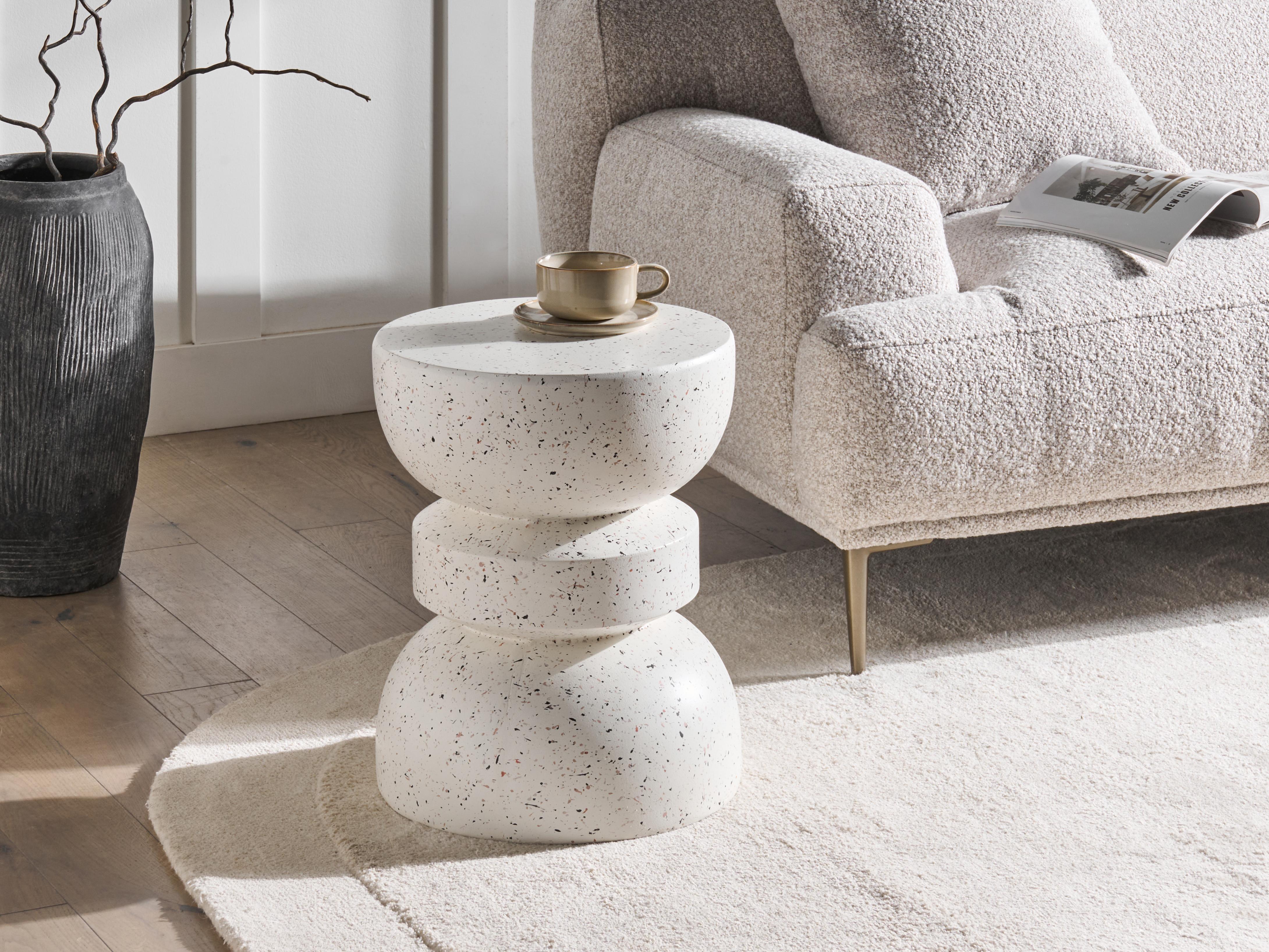 Bijzettafel FALIRO 37 cm 37 cm Terrazzo-effect Wit terrazzo