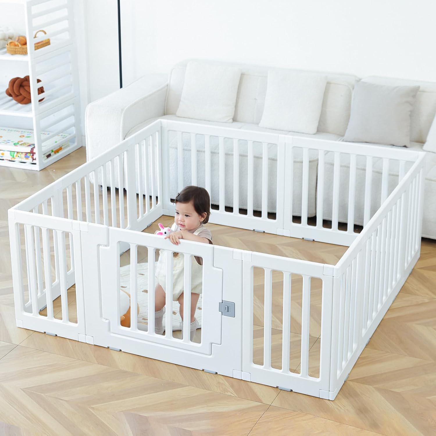 Gupamiga Parc Bebe Modulable 150 x 180 cm, Parc Enfant, Parc de Jeux Bébé, Blanc