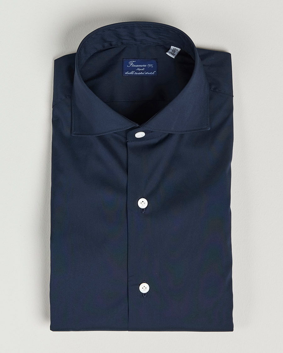 Finamore Napoli Milano Slim Fit Stretch Shirt Navy
