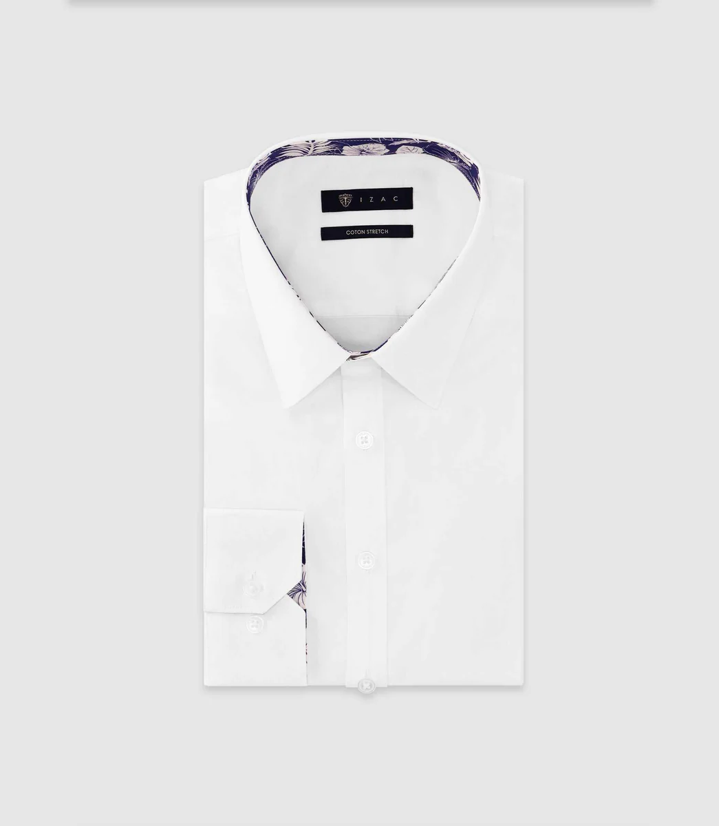 Chemise uni garni BLANC