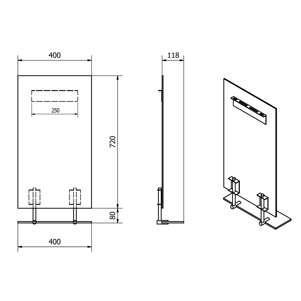 Sapho Wega spiegel rechthoekig met planchet 40x80cm chroom