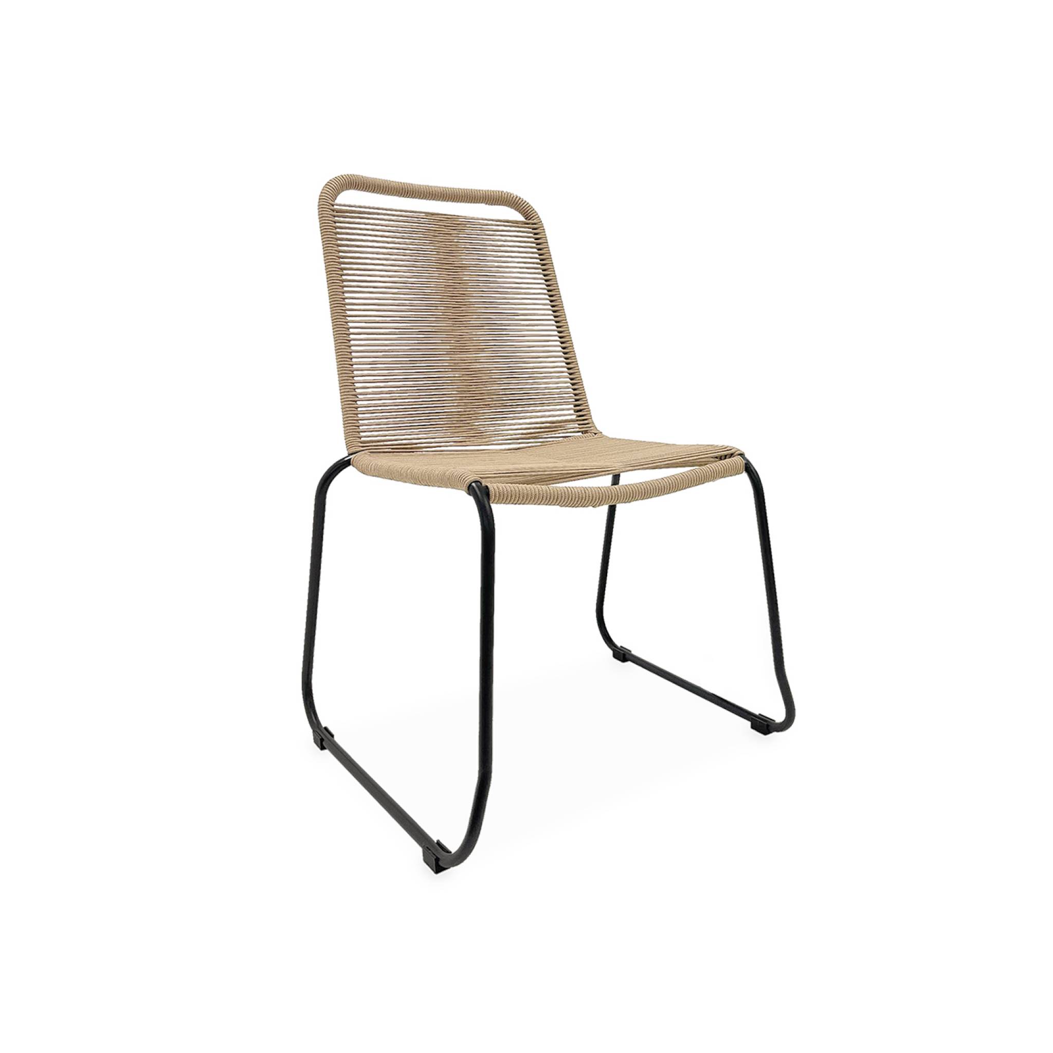 Table intérieur/extérieur 8 places en teck recyclé. Jayapura. 220x100x76cm + 8 chaises en corde brasilia beige . Empilables