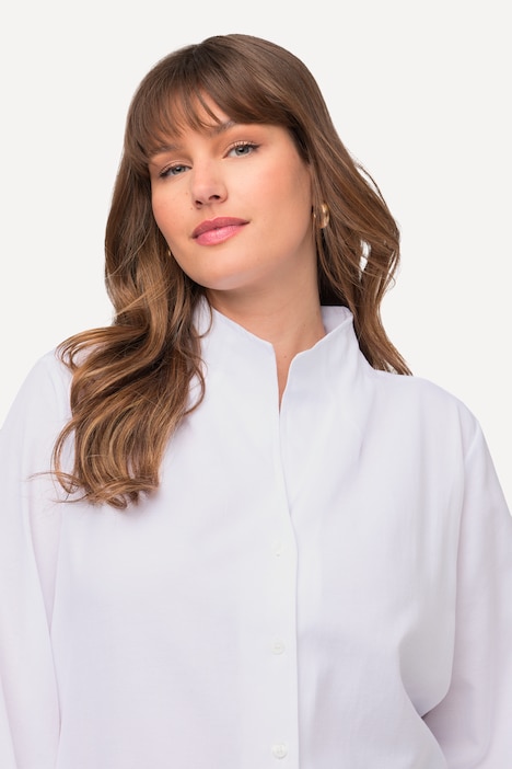 Bluse, Oxford-Gewebe, Kelchkragen, Langarm