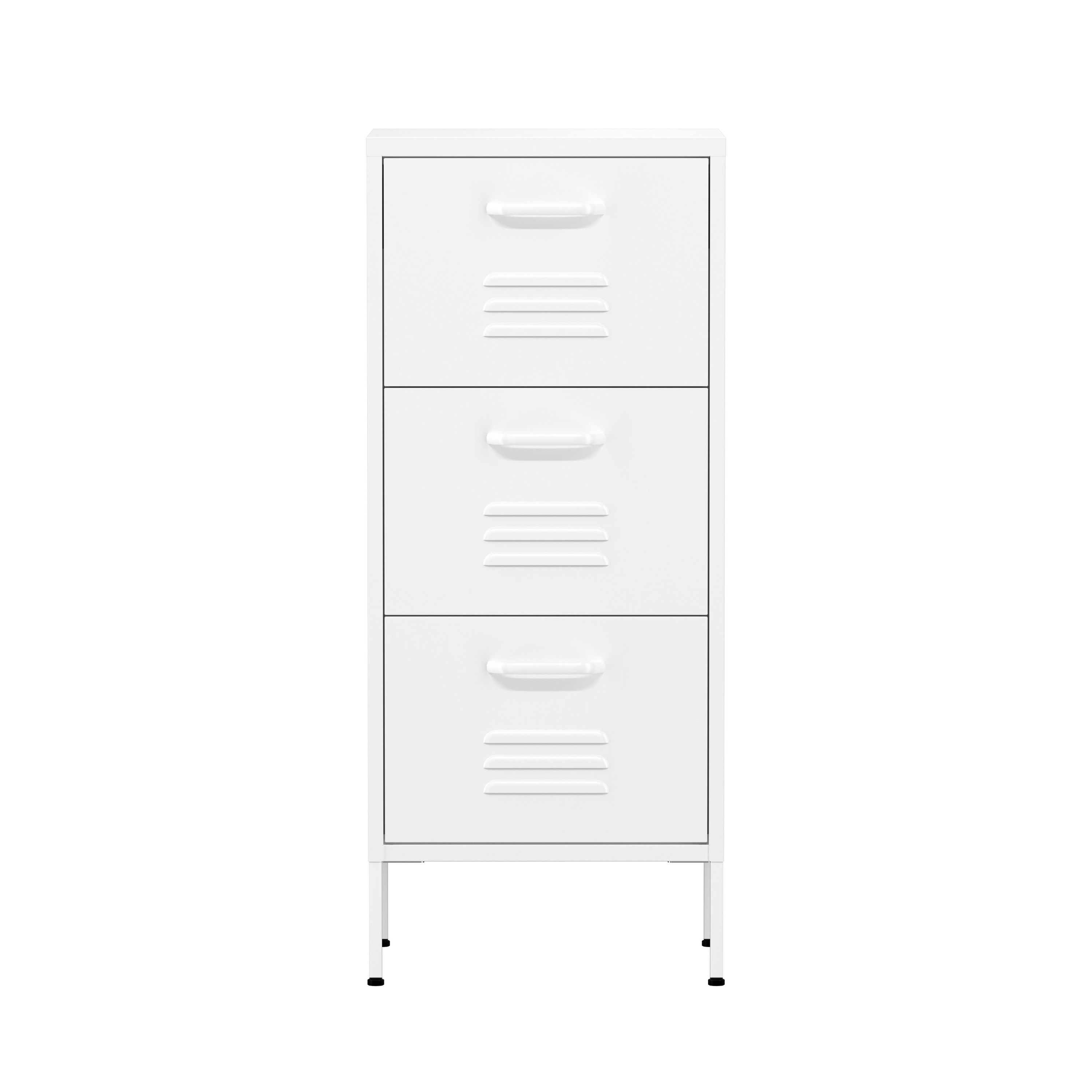 Kommode Metall KLAUS 3 Schubladen 42 x 101 cm weiss
