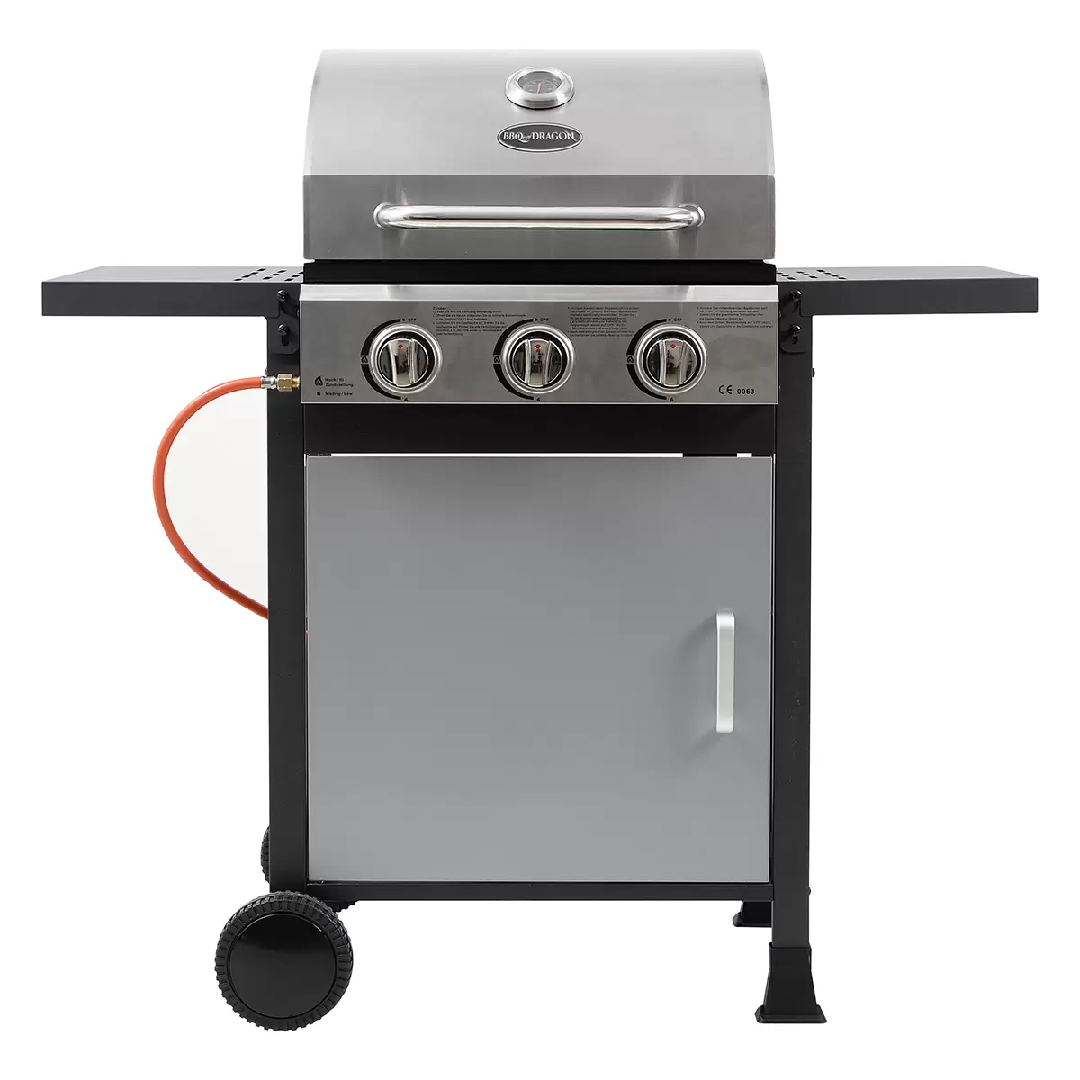 Bedano 3 Brenner mit Abdeckung BBQ Dragon silber,schwarz
