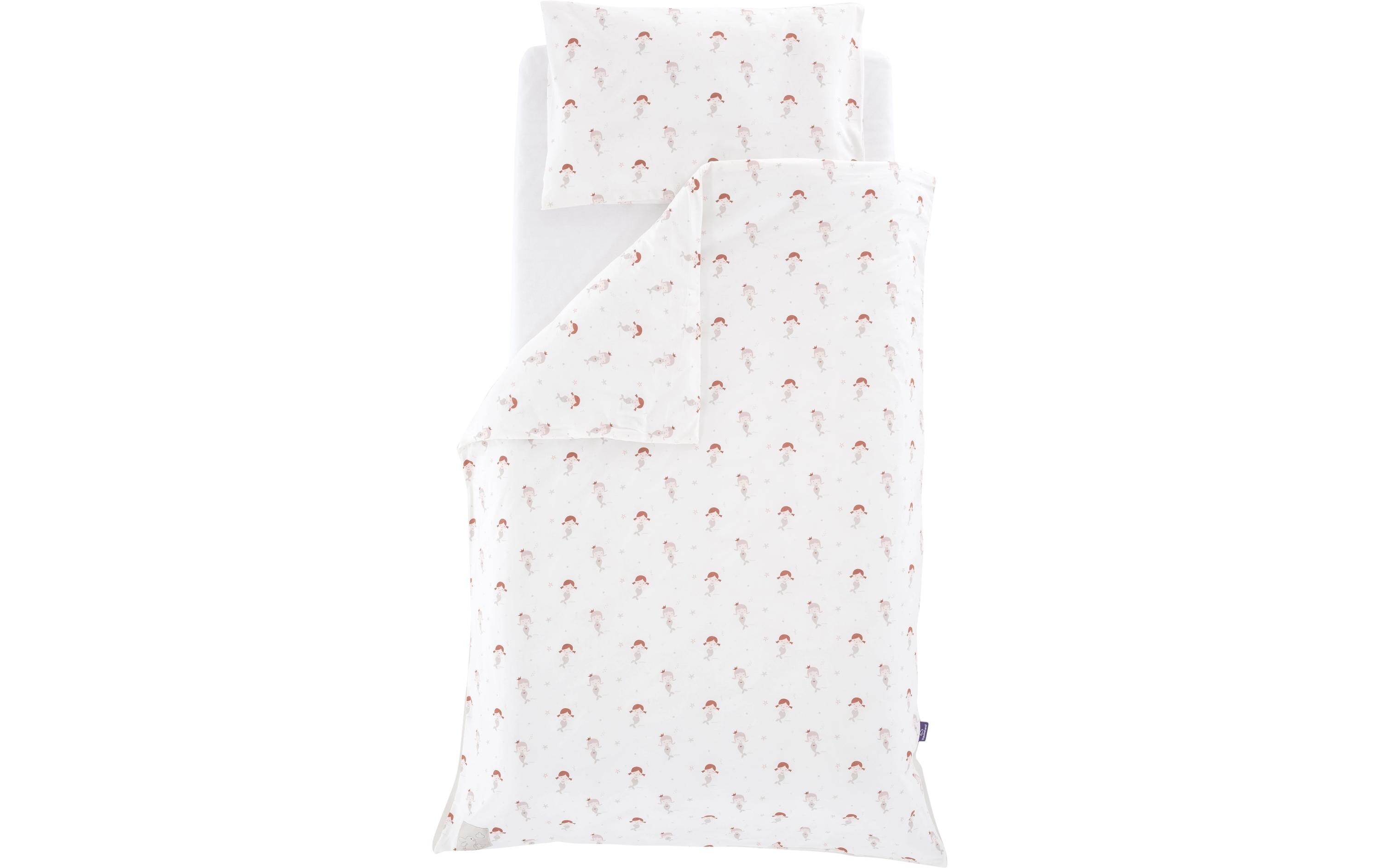 Kinderbettwäsche Mermaid 100/135 + 40/60 cmKuschelweiche Bettwäsche aus Baumwoll-Jersey mit kleinen Meerjungfrauen