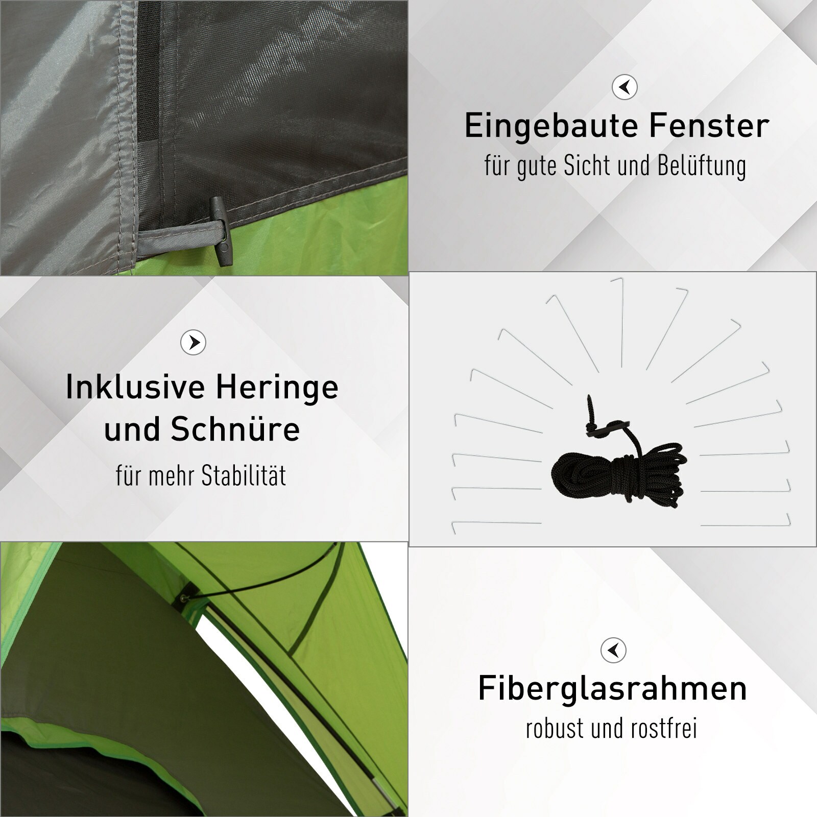 Outsunny Campingzelt für 4-5 Personen grün 300 x 300 x 230 cm (LxBxH)