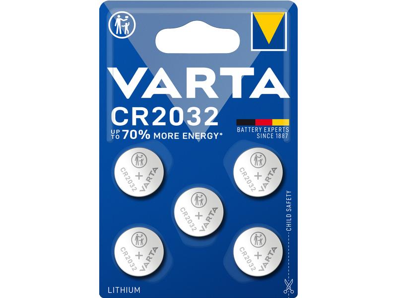 Varta Knopfzelle CR2032 , 5 Stück Primär Lithium Knopfzellen, 5 Stück