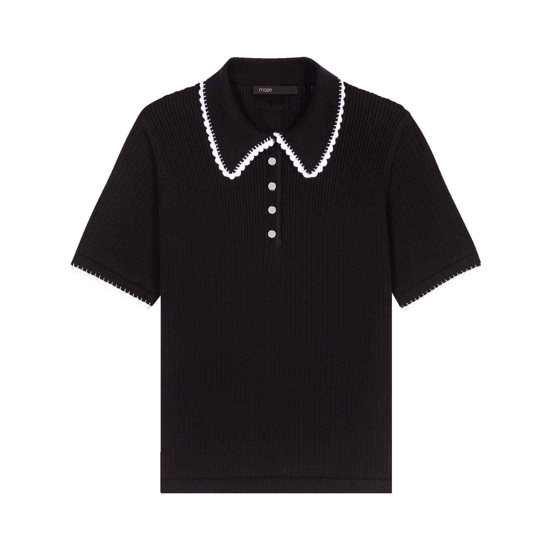 Polo droit en coton mélangé | Noir