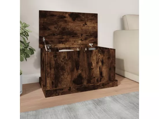 Boîte de rangement chêne fumé 70x40x38 cm bois d'ingénierie