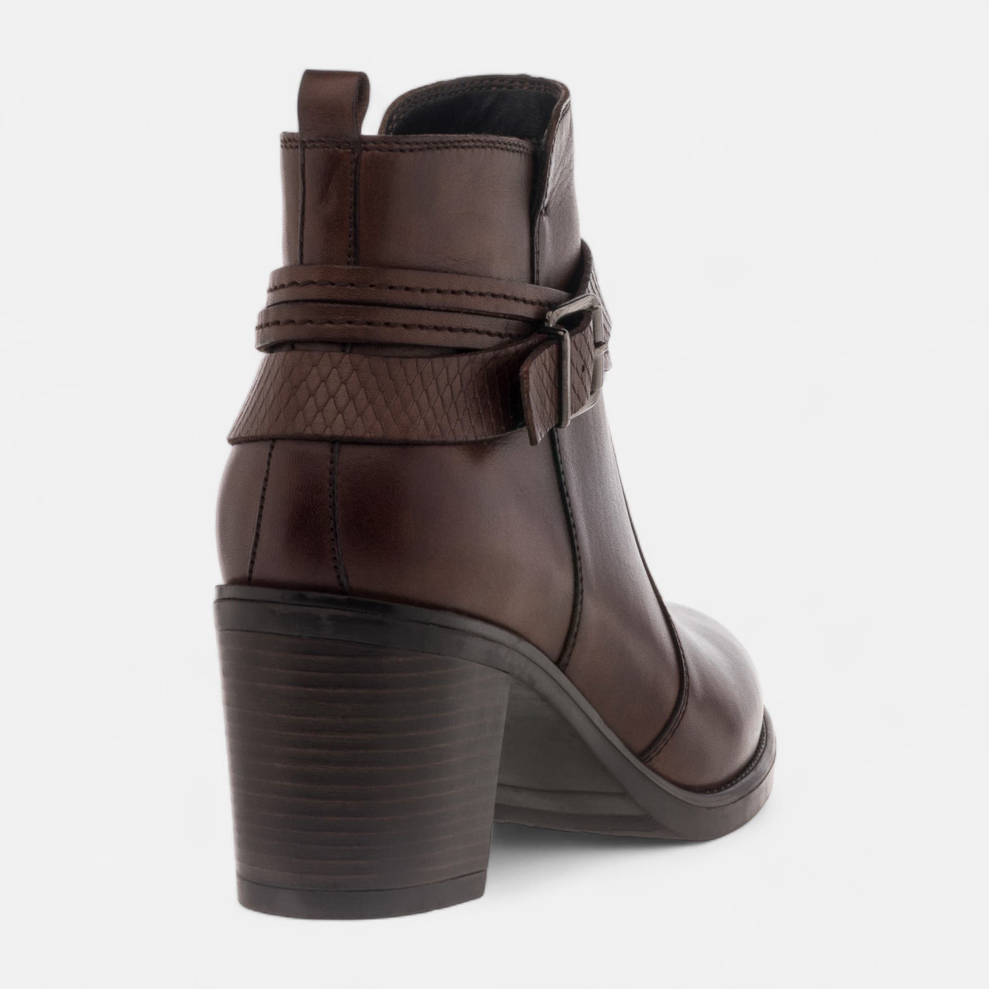 Bottines à talon Femme en cuir cognac