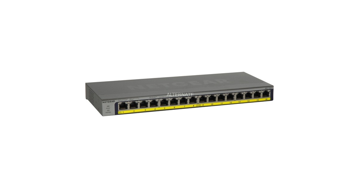 NetgearGS116LP 16-Port PoE/PoE+ Gigabit Ethernet Unmanaged Switch