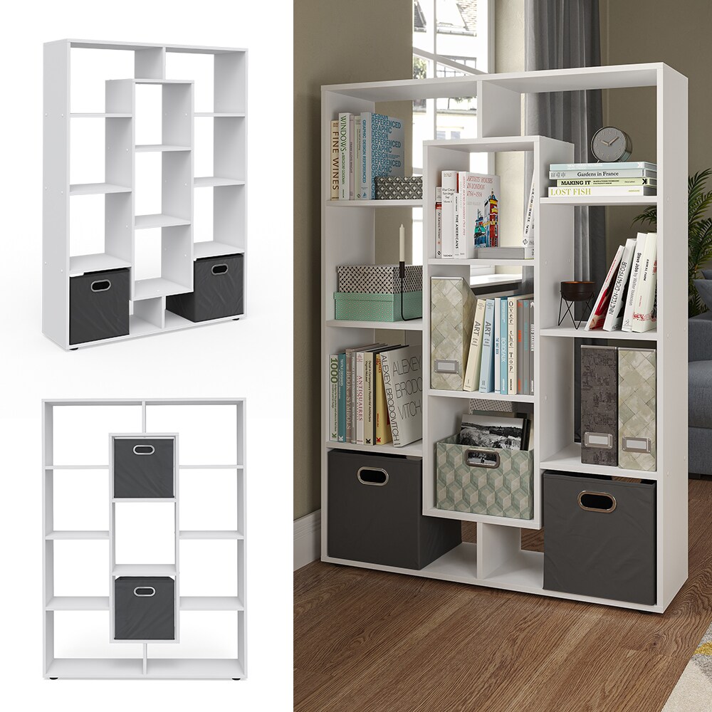 Vicco Raumteiler Bücherregal Standregal Weiß Fächer Aktenregal Hochregal Faltbox