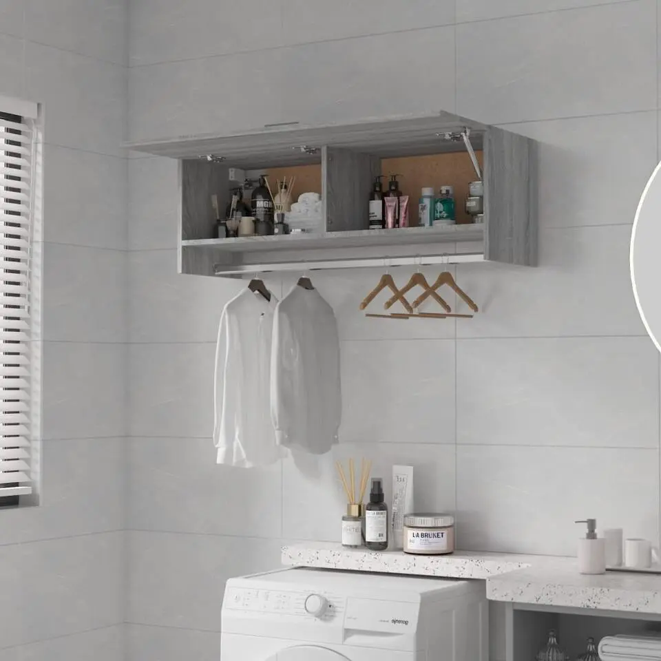 vidaXL - Garderobe bovenkast - Grijs - Bewerkt hout