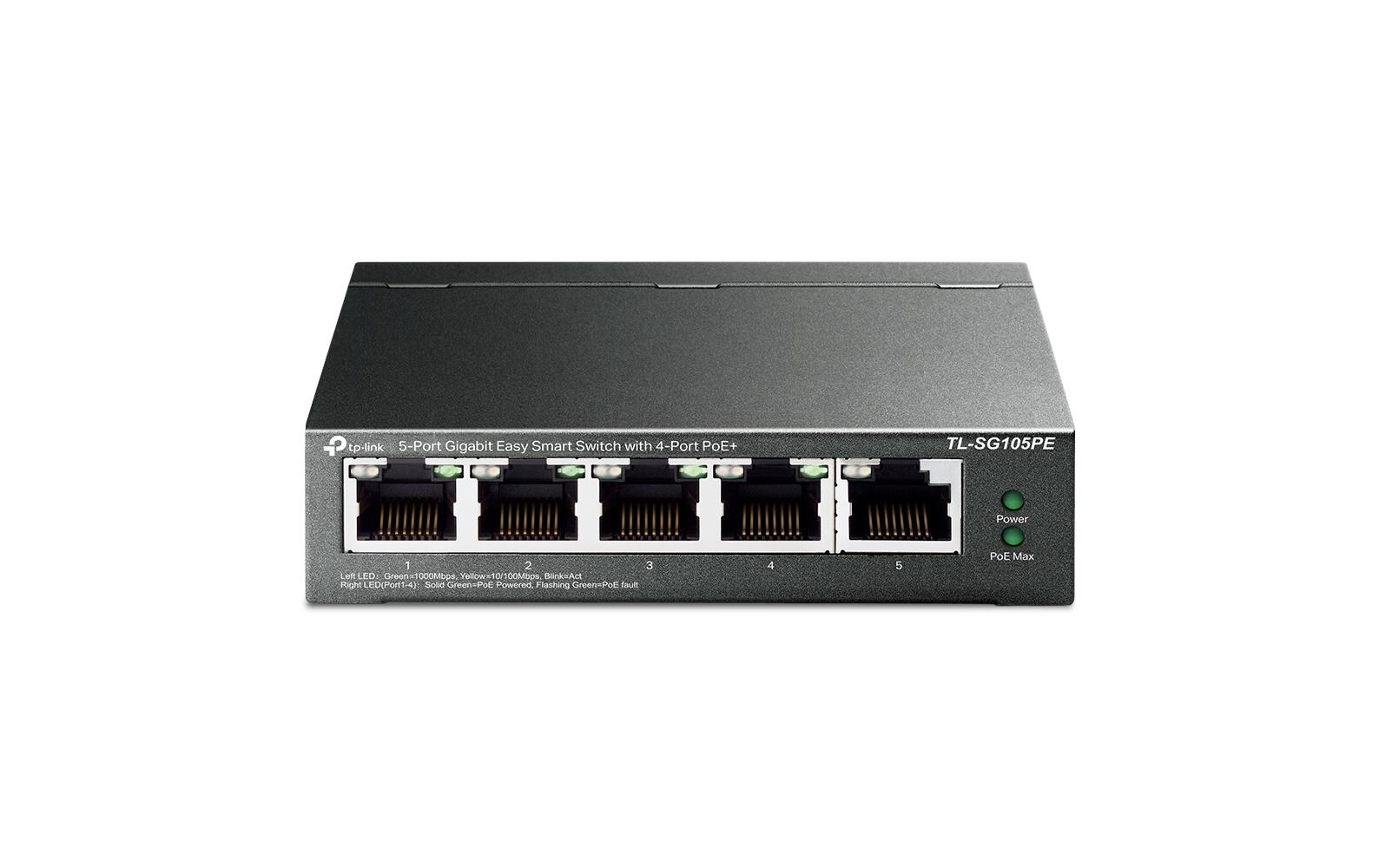 PoE+ Switch Omada PoE+ Easy Smart 5 x 1G TL-SG105PE 5 Port5-Port-Gigabit-Easy-Smart-Switch mit 4 PoE+-Ports