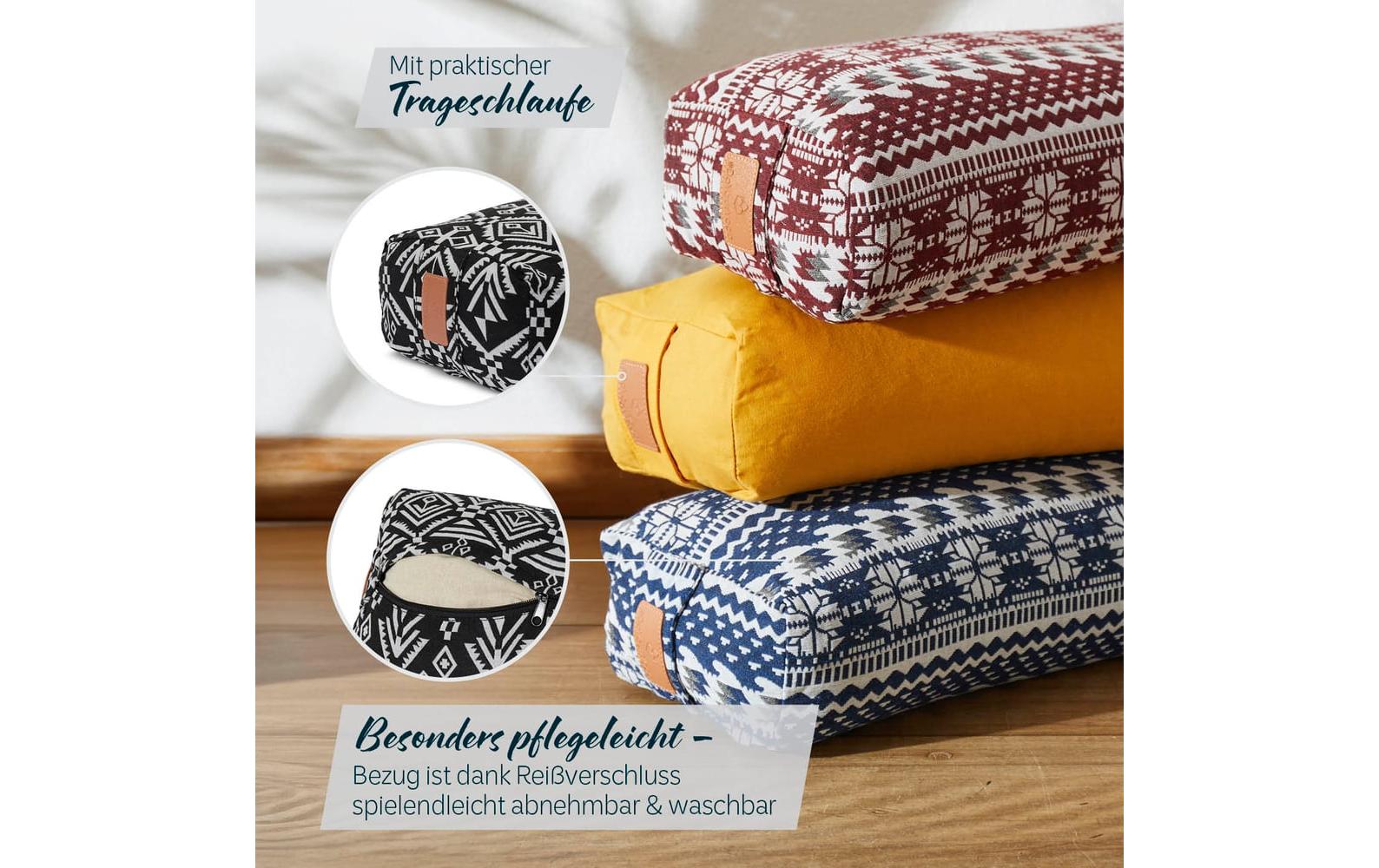 Yoga-Bolster Paravati Bio-Dinkelspelz, Schwarz/WeissYoga-Zubehör