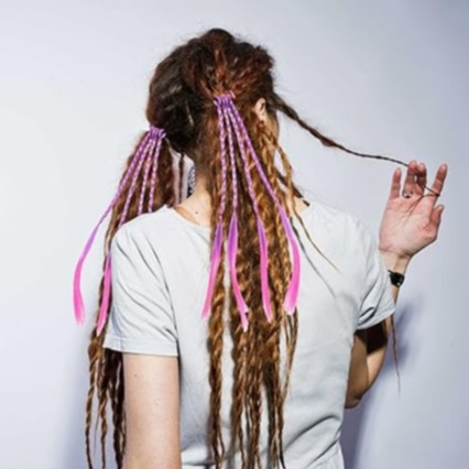 (45cm) Kunsthaar Kinder Extensions Haargummi Schmuck Bunte Strähne Haar Zopf Gummi - Lila