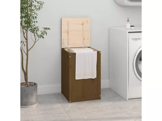 Boîte à linge Marron miel 44x44x66 Bois massif de pin