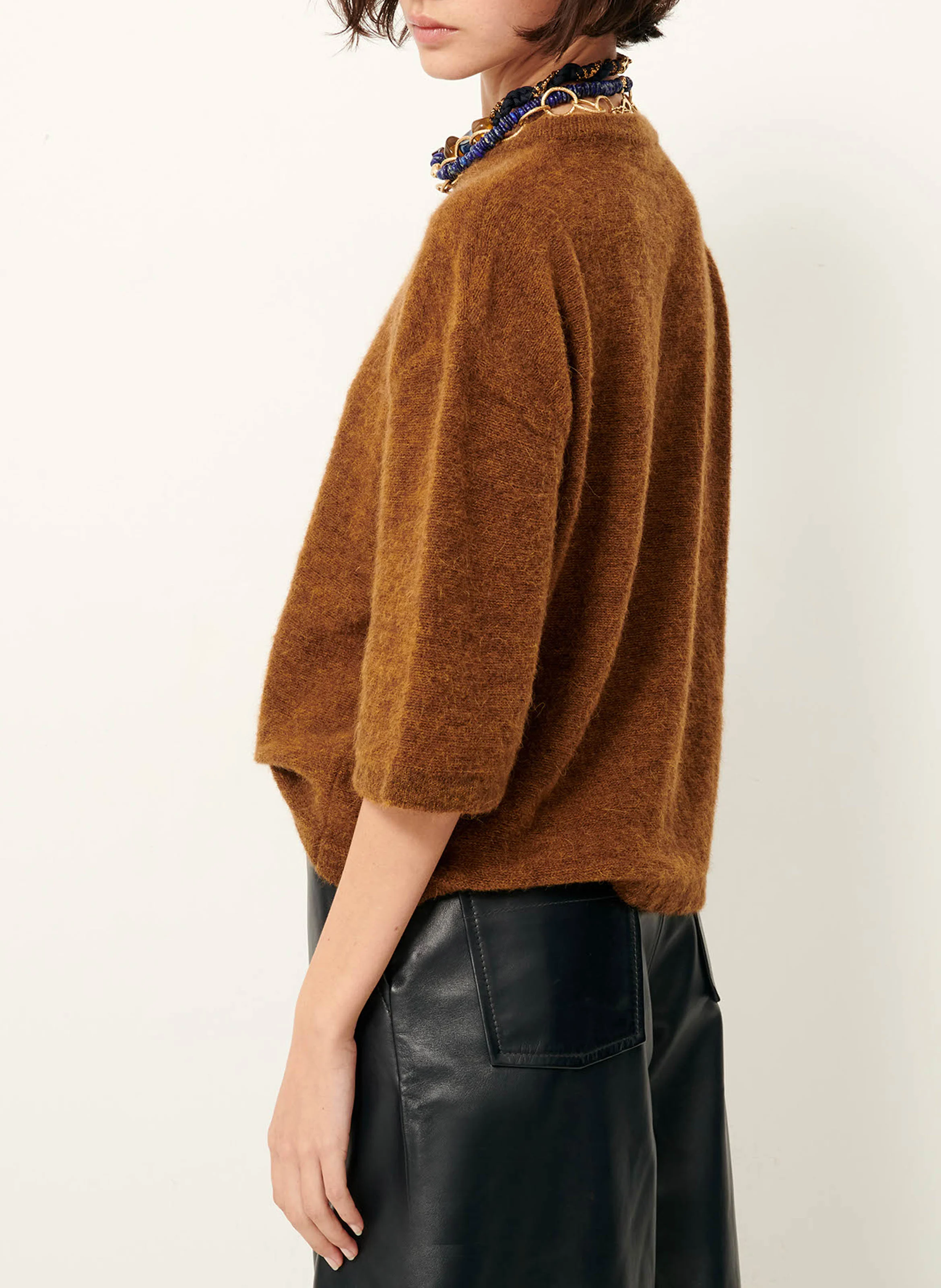 LONDON - Pull oversize col rond en laine mélangée | Marron