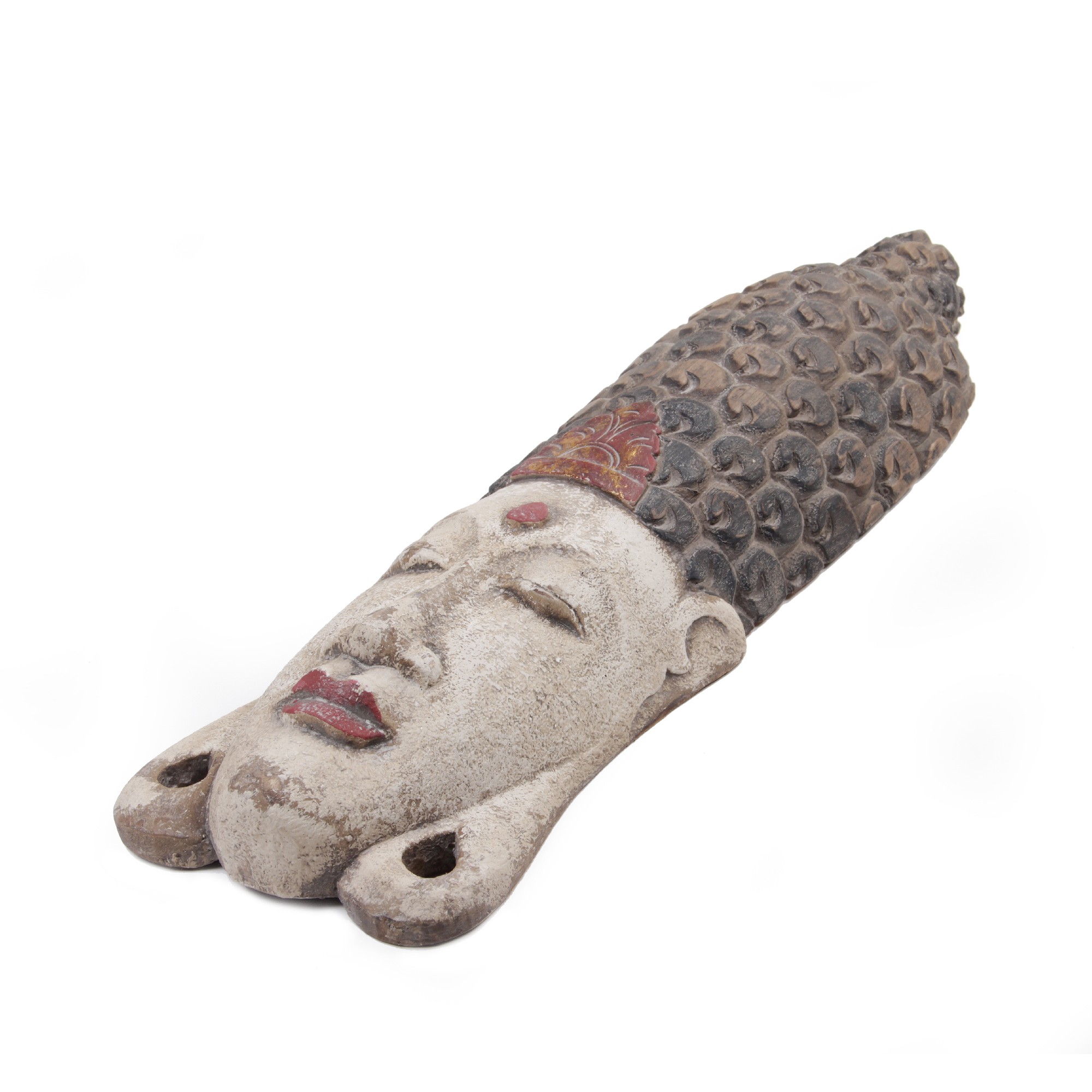 Buddha-Maske, weiß gekälkt, H 61 cm, B 16 cm,  T 7 cm von fischer's lagerhaus
