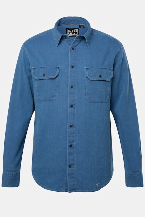 STHUGE Jeansoptik-Hemd, Langarm, Kentkragen, Modern Fit, bis 8 XL