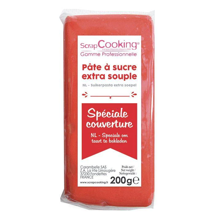 Pâte à sucre de couverture rouge 200 g Scrapcooking