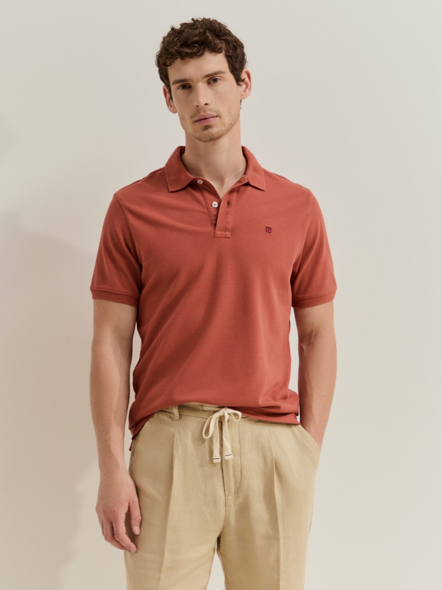 Polo de manga curta em algodão