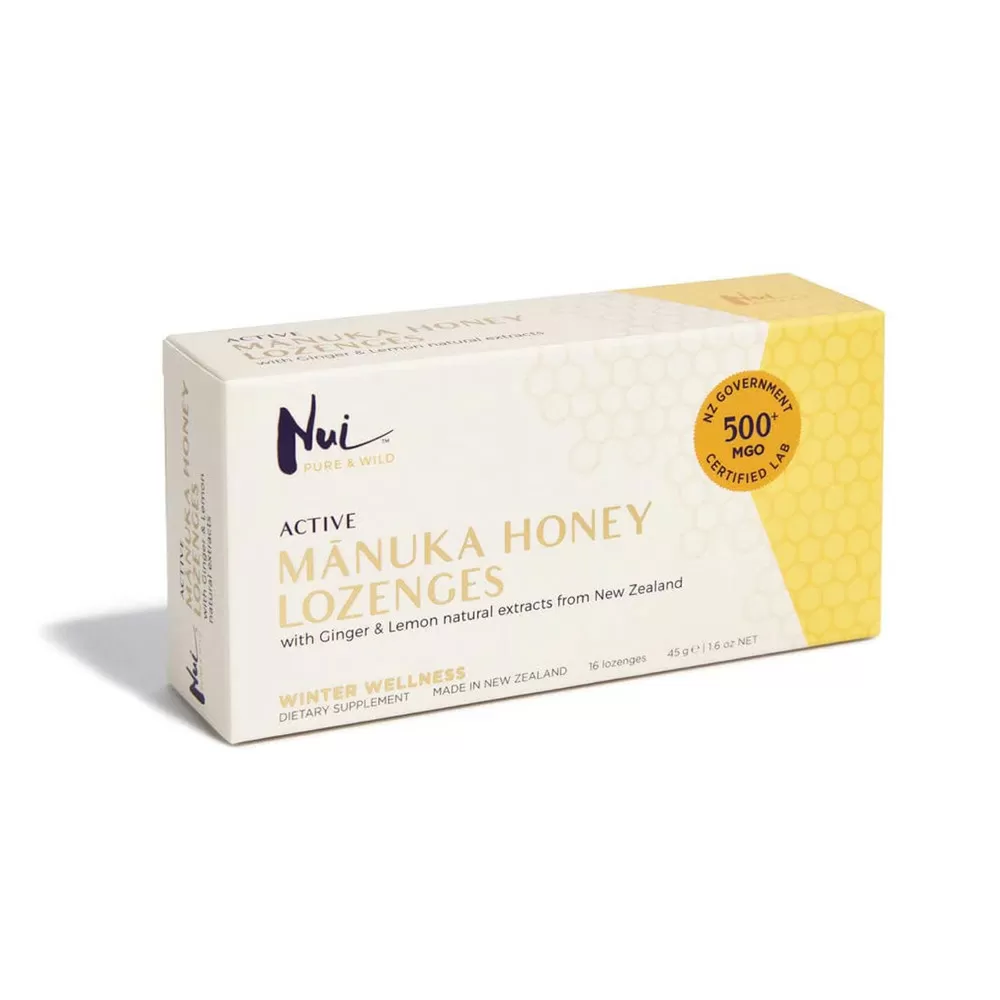 Nui Manuka 95% sugetabletter MGO 500  Ginger & Lemon - 16 tabletter