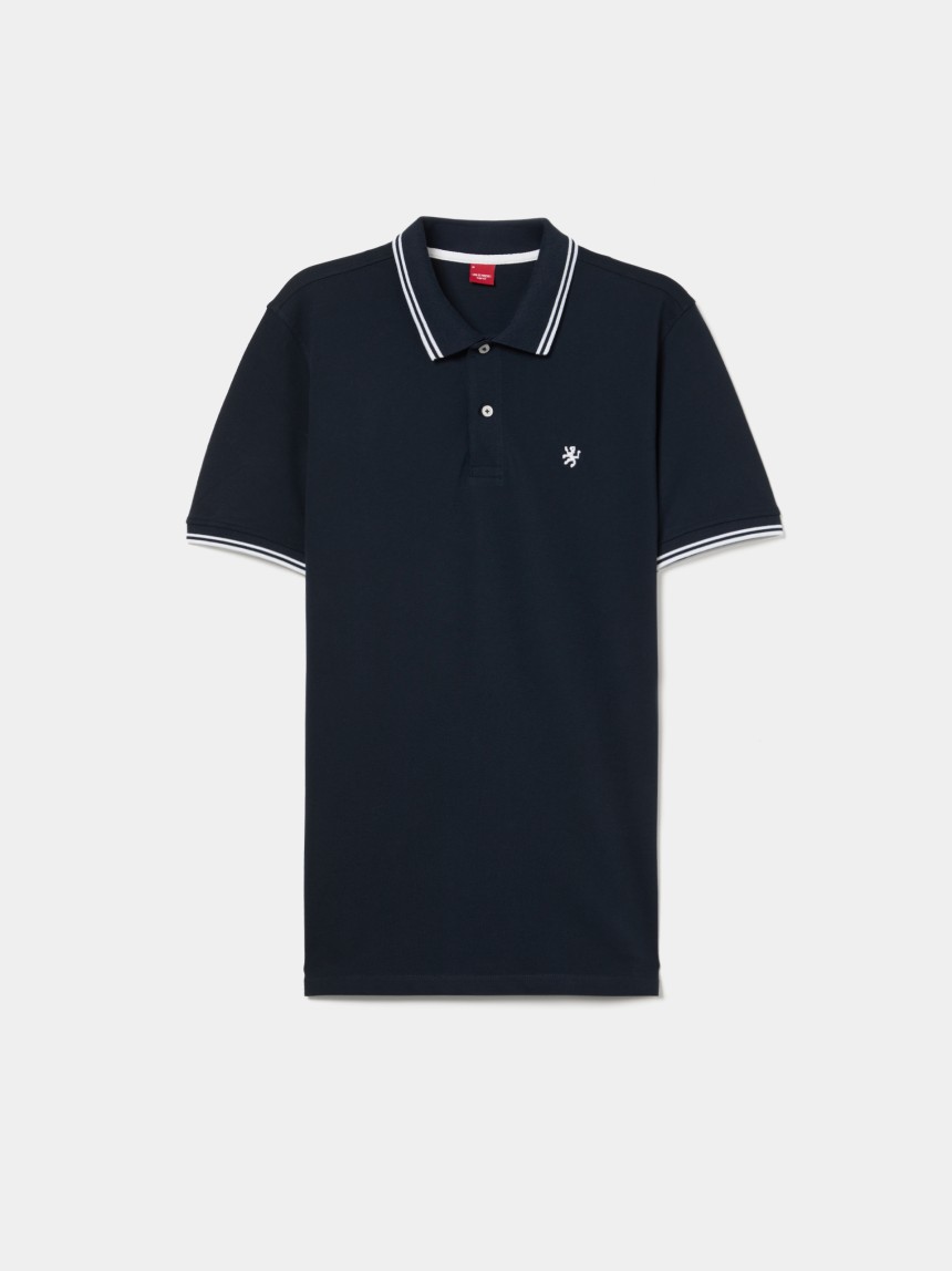 Polo piqué slim fit com riscas