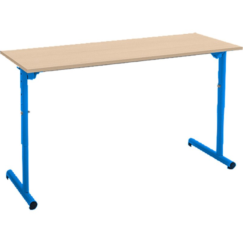 Table scolaire 2 places SYLLAB L.130 cm plateau hêtre réglable en hauteur, taille 4 à 6 pour CP à Lycée