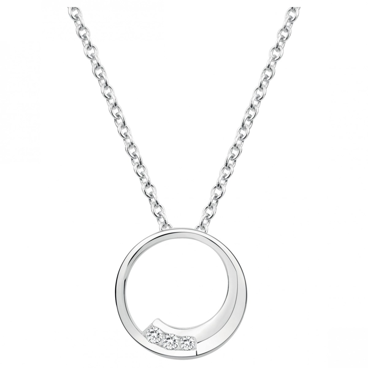 Collier mono-motif en Argent avec oxyde de zirconium blanc