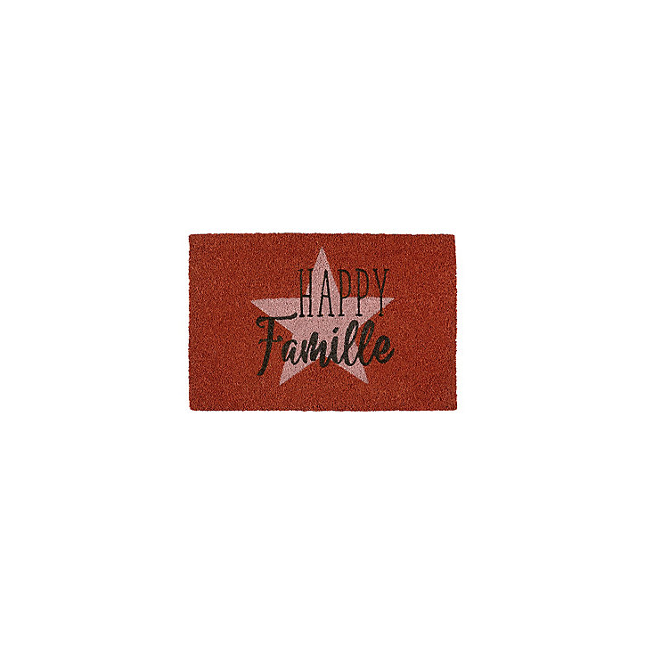 Tapis d'entrée coco Doormat happy famille L.40 x l.60 cm rouge
