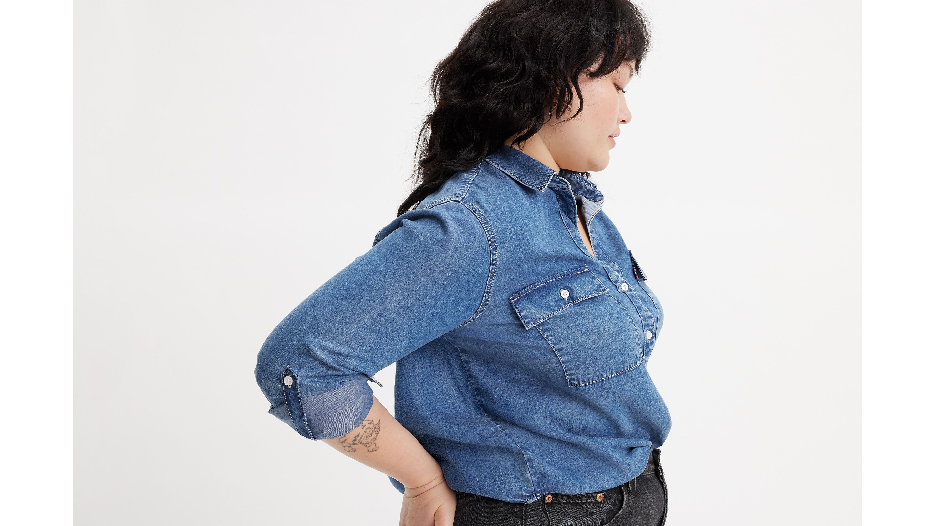 Chemise utilitaire Doreen (grandes tailles) - In Patches 2 - Bleu